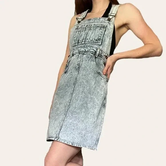 80s/90s vintage acid wash denim overall dress XS - Picture 6 of 6